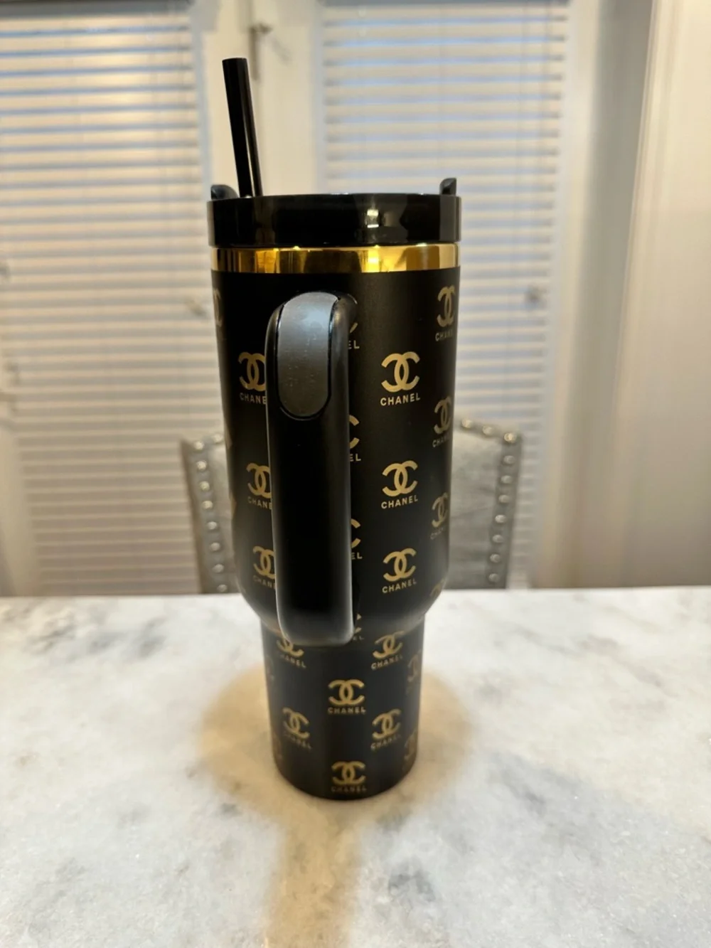 Stanley Chanel Unique Collaboration 40oz Black & Gold Tumbler - Picture 2 of 8